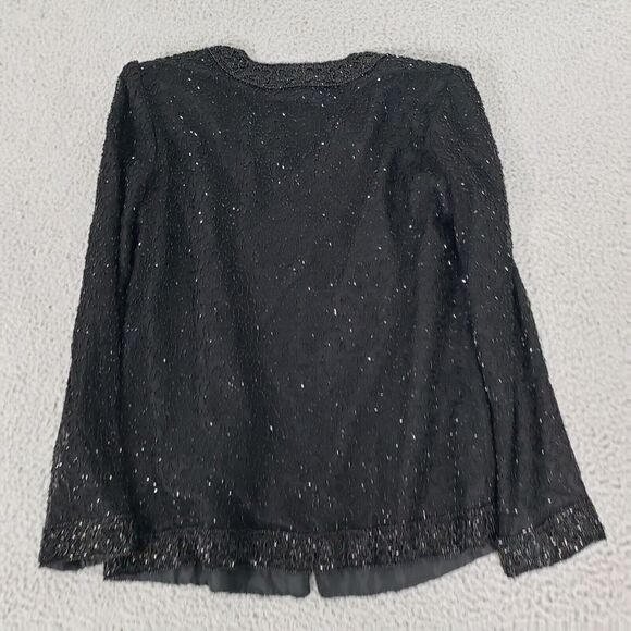 VINTAGE Laurence Kazar Jacket Womens‎ Small Evening Jacket Sequences Beaded Silk - Picture 13 of 13